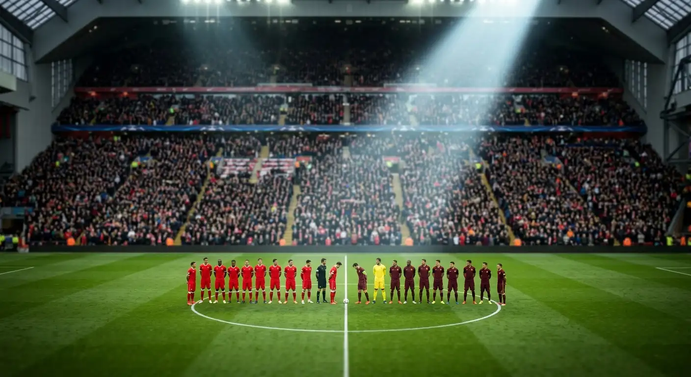 Dos equipos de fútbol frente a frente en el centro del campo de un estadio del Mundial 2026 antes del pitido inicial de una eliminatoria